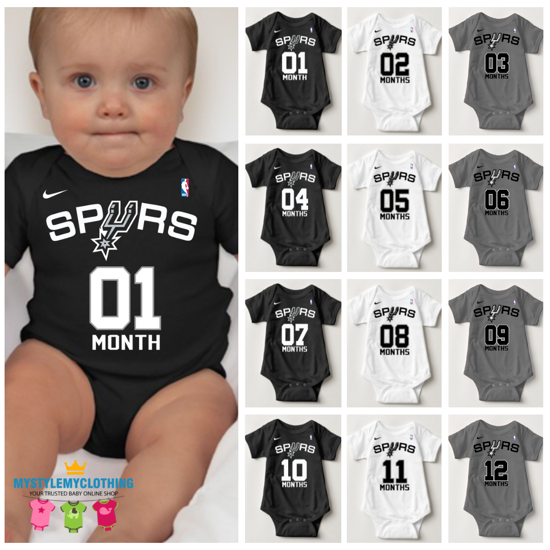 Baby Monthly Onesies - Basketball Jersey San Antonio Spurs