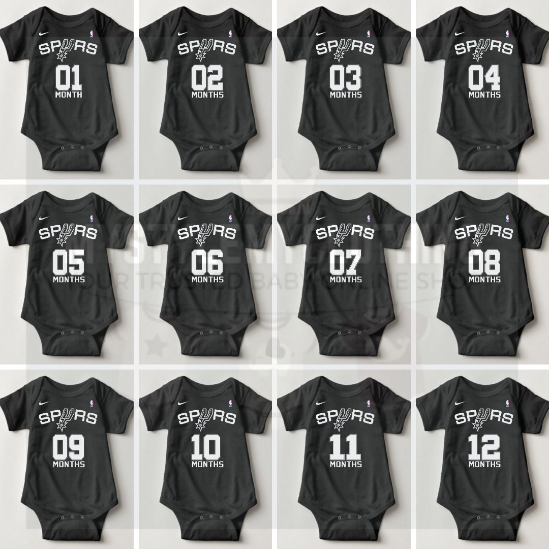 Baby Custom Monthly Onesies - Basketball Jersey Spurs - MYSTYLEMYCLOTHING