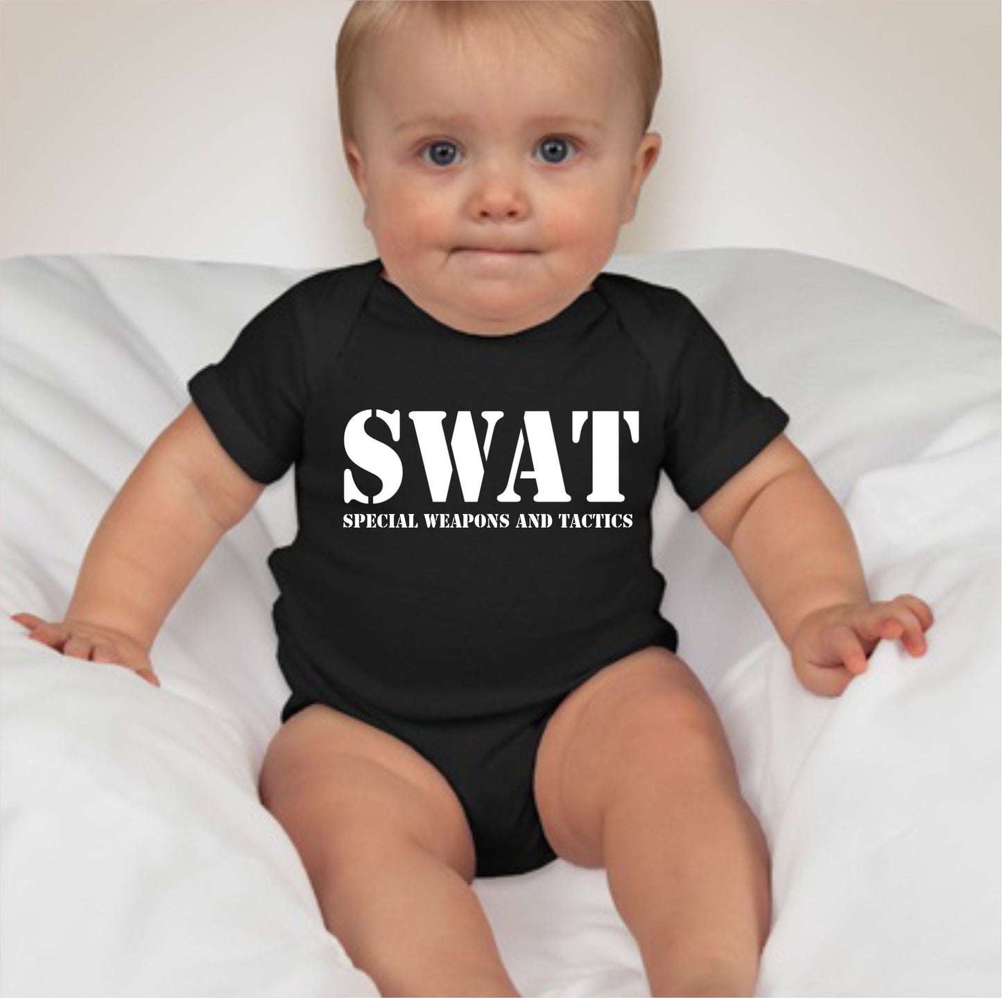 Baby Career Onesies with Free Name Back Print - SWAT