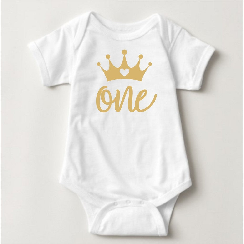 Baby Custom Monthly Onesies - Princess/Prince Gold Crown - MYSTYLEMYCLOTHING