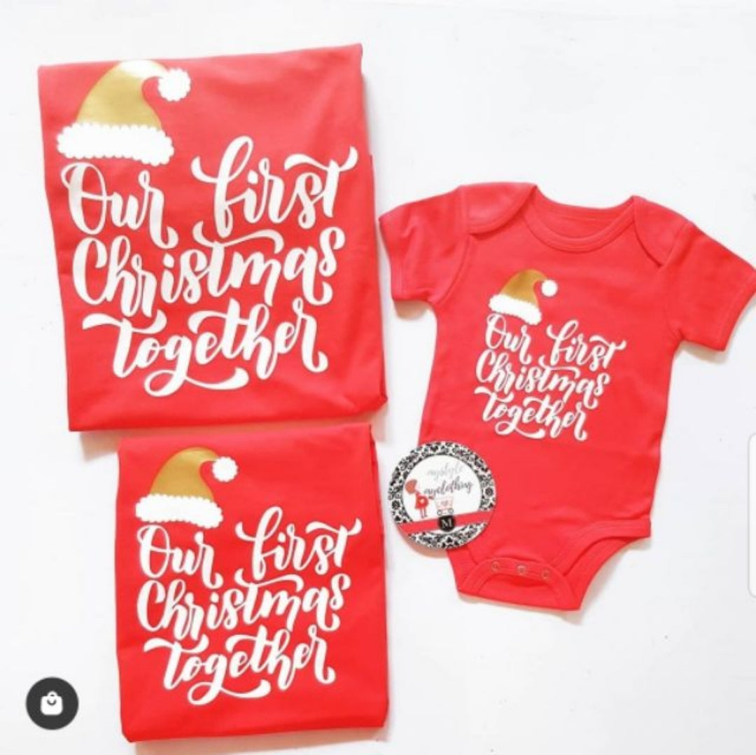 Family Shirts Set - Our First Christmas Together