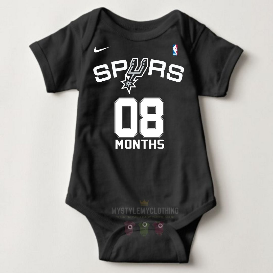 Baby Custom Monthly Onesies - Basketball Jersey Spurs - MYSTYLEMYCLOTHING