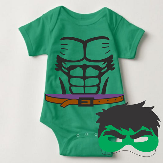 Hulk with Mask Set - Baby Superhero Onesies with FREE Name Back Print