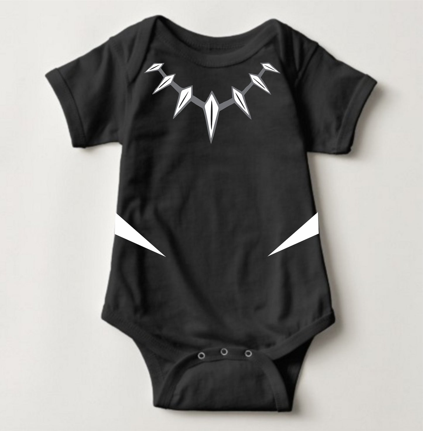 Black Panther with Mask Set - Baby Superhero Onesies with FREE Name Back Print