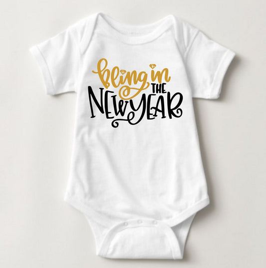 Baby New Year Holiday Onesies - Bling in the New Year - MYSTYLEMYCLOTHING