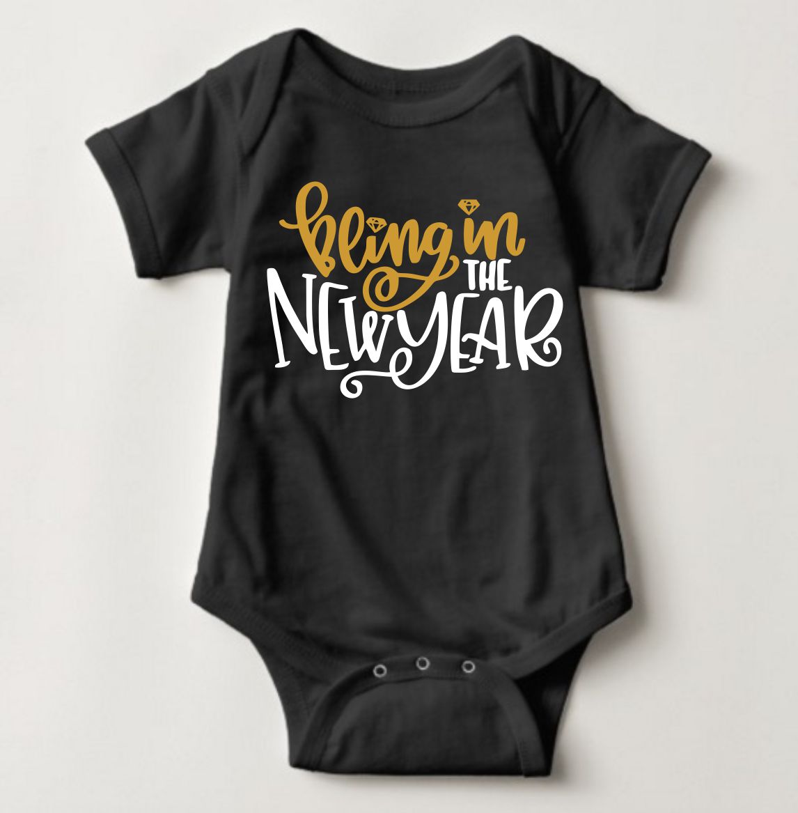 Baby New Year Holiday Onesies - Bling in the New Year Black - MYSTYLEMYCLOTHING