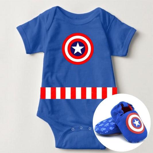 Baby Superhero Onesie with Shoe Set - Capt. America - MYSTYLEMYCLOTHING