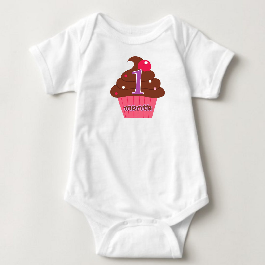 Baby Custom Monthly Onesies - Cupcakes and Toppings - MYSTYLEMYCLOTHING