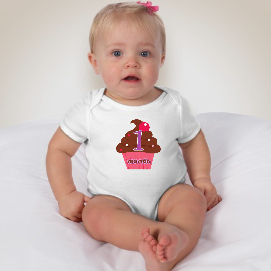 Baby Custom Monthly Onesies - Cupcakes and Toppings - MYSTYLEMYCLOTHING