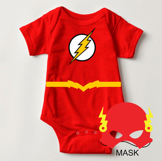 Flash with Mask Set - Baby Superhero Onesies with FREE Name Back Print