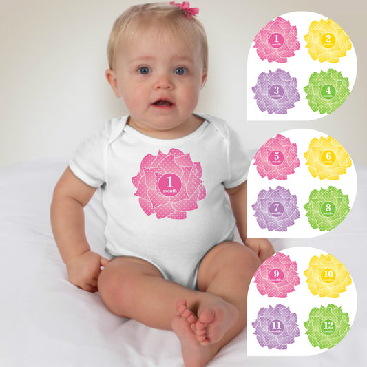 Baby Custom Monthly Onesies - Flowers - MYSTYLEMYCLOTHING