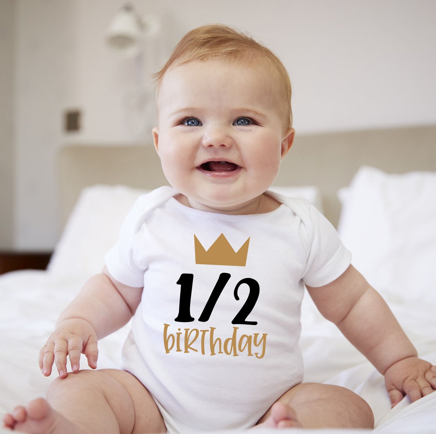 Baby 1/2 Birthday Onesies - 1/2 Birthday Prince Crown - MYSTYLEMYCLOTHING