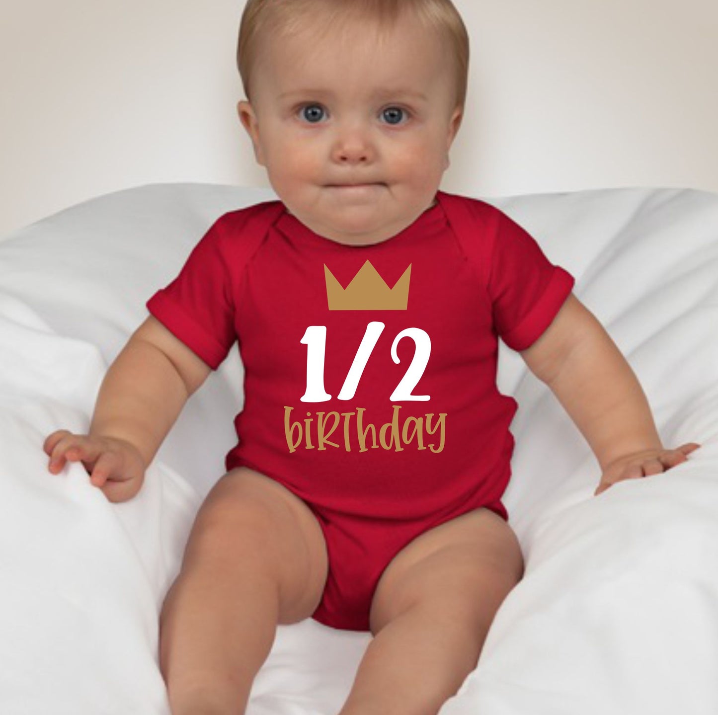Baby 1/2 Birthday Onesies - 1/2 Birthday Prince Crown - MYSTYLEMYCLOTHING