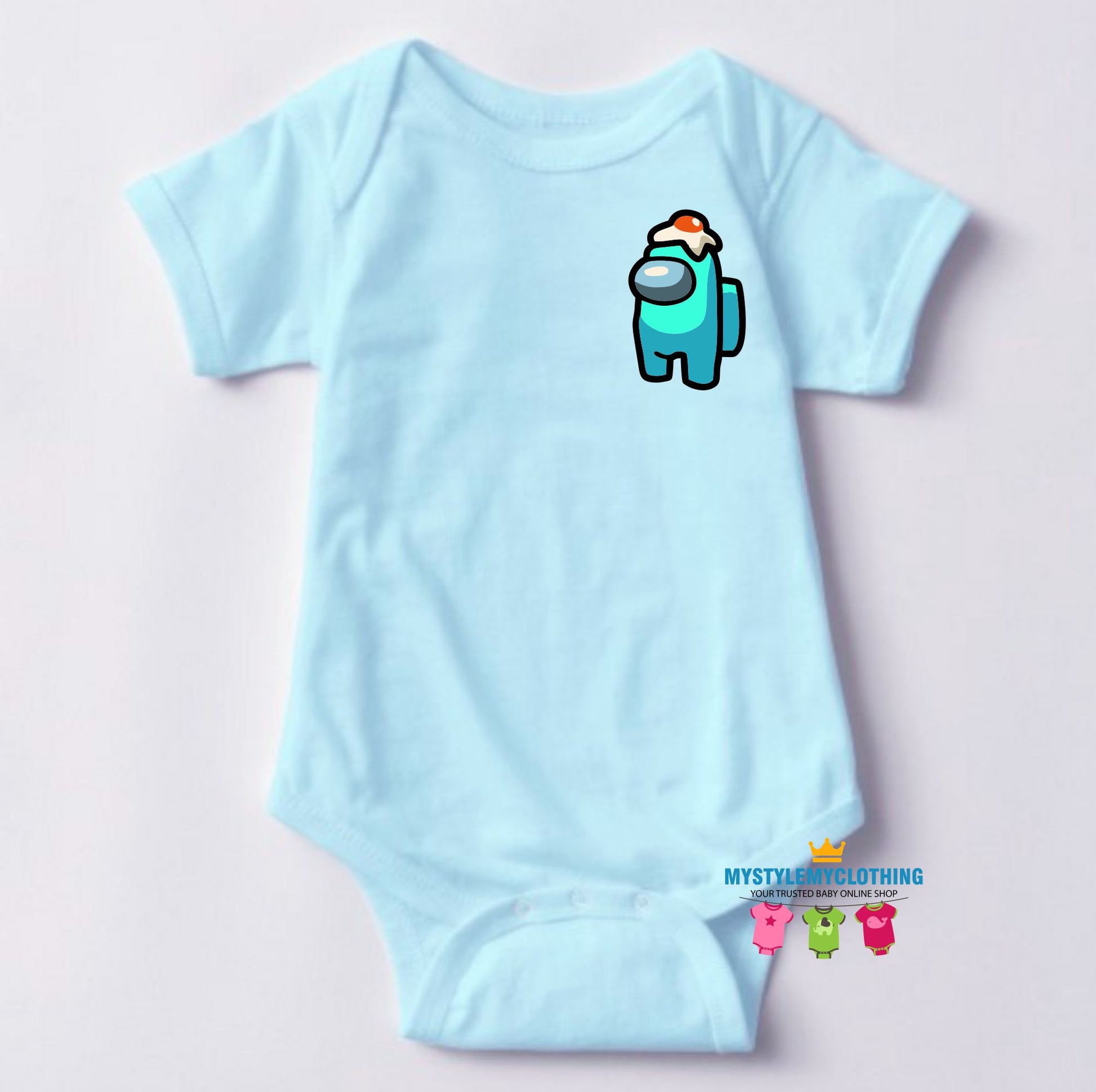 Baby Character Onesies - Among Us Light Blue - MYSTYLEMYCLOTHING