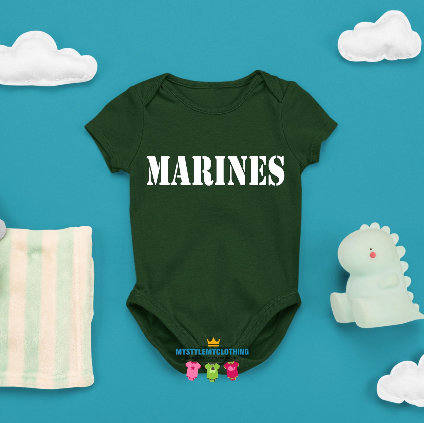 Baby Career Onesies with Free Name Back Print - Marines