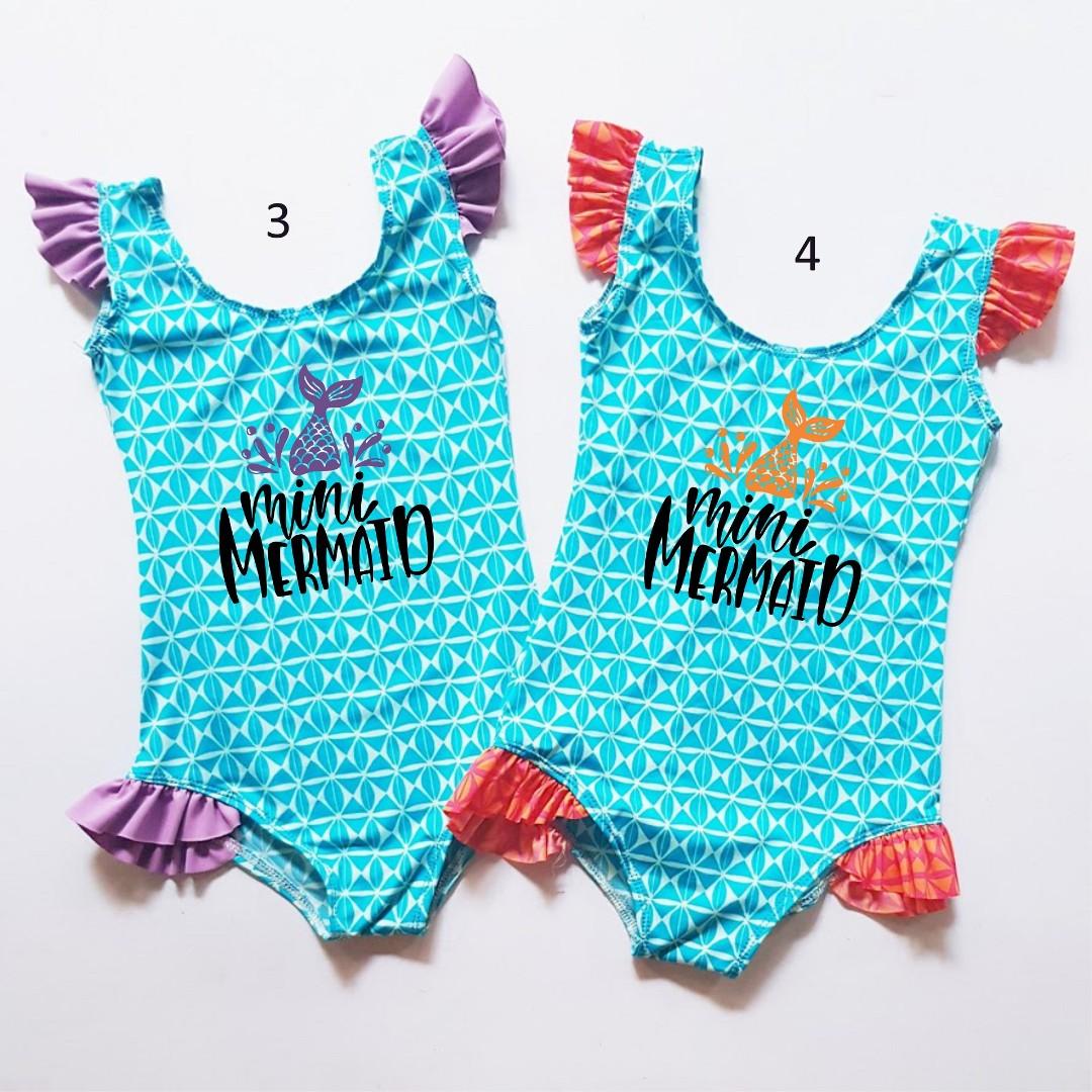 Kids One Piece Swim Suit Swimwear- Mermaid Med - MYSTYLEMYCLOTHING