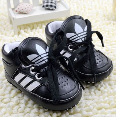 Baby Prewalker Anti-Skid Shoes - Adidas Black - MYSTYLEMYCLOTHING