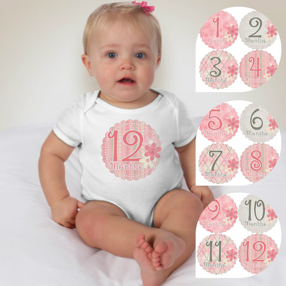 Baby Custom Monthly Onesies - Floral Pink - MYSTYLEMYCLOTHING