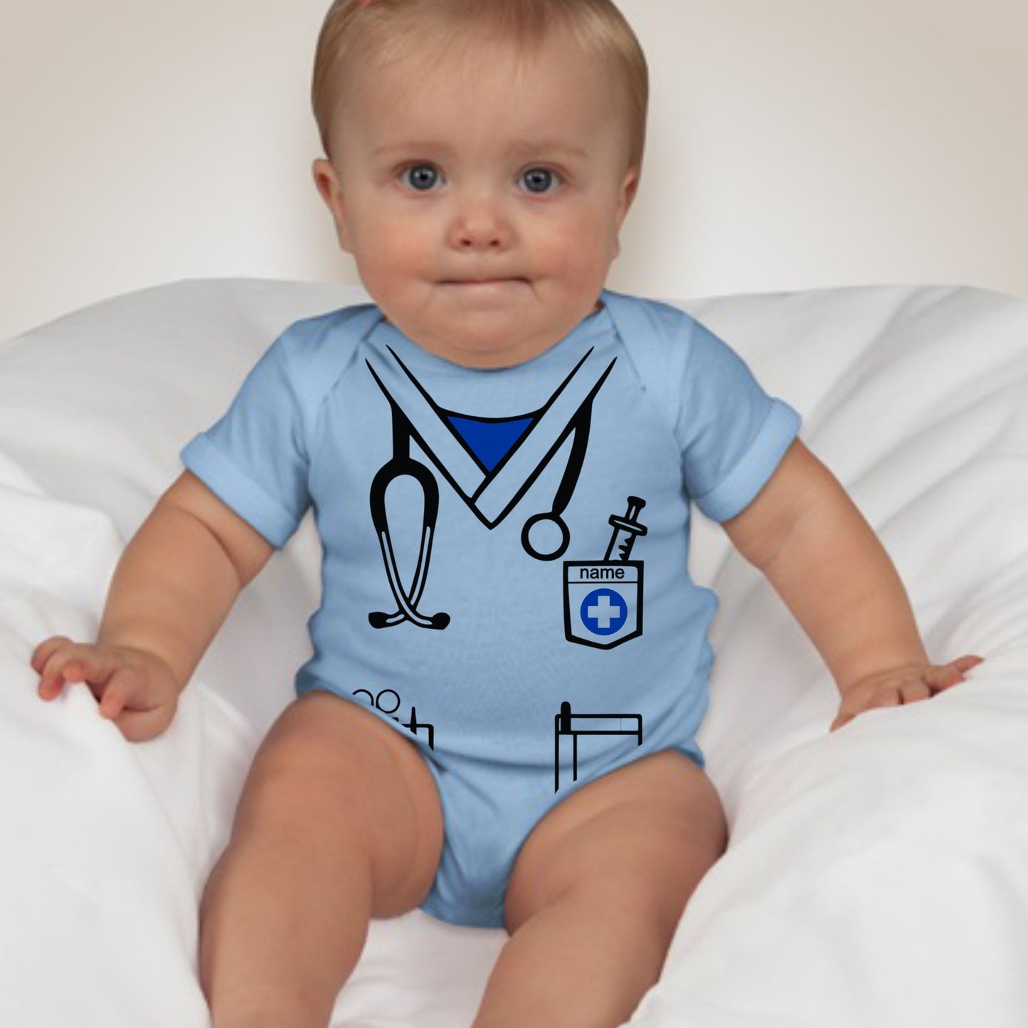 Baby Career Onesies - Surgeon Doctor Nurse Scrub Suit Blue with FREE Name Print - MYSTYLEMYCLOTHING