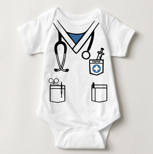 Baby Career Onesies - Little Nurse Scrub Suit Blue with FREE Name Print - MYSTYLEMYCLOTHING