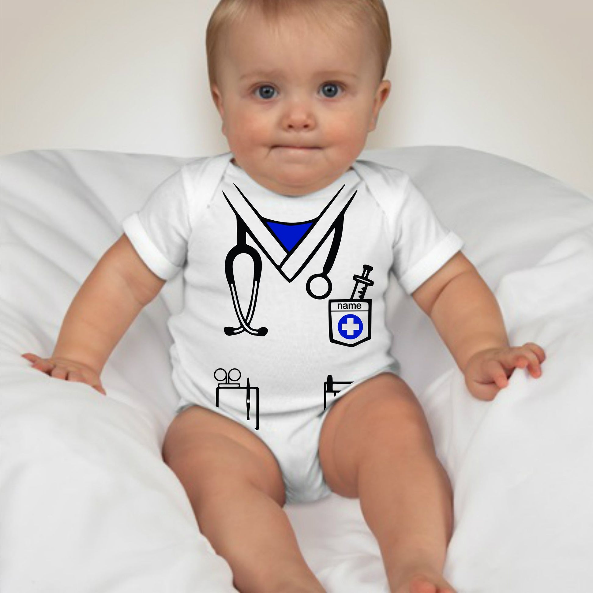 Baby Career Onesies - Little Nurse Scrub Suit Blue with FREE Name Print - MYSTYLEMYCLOTHING