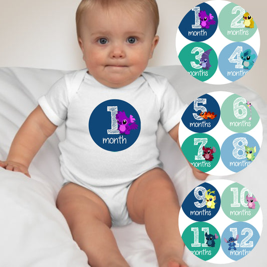 Baby Custom Monthly Onesies - Stitch - MYSTYLEMYCLOTHING