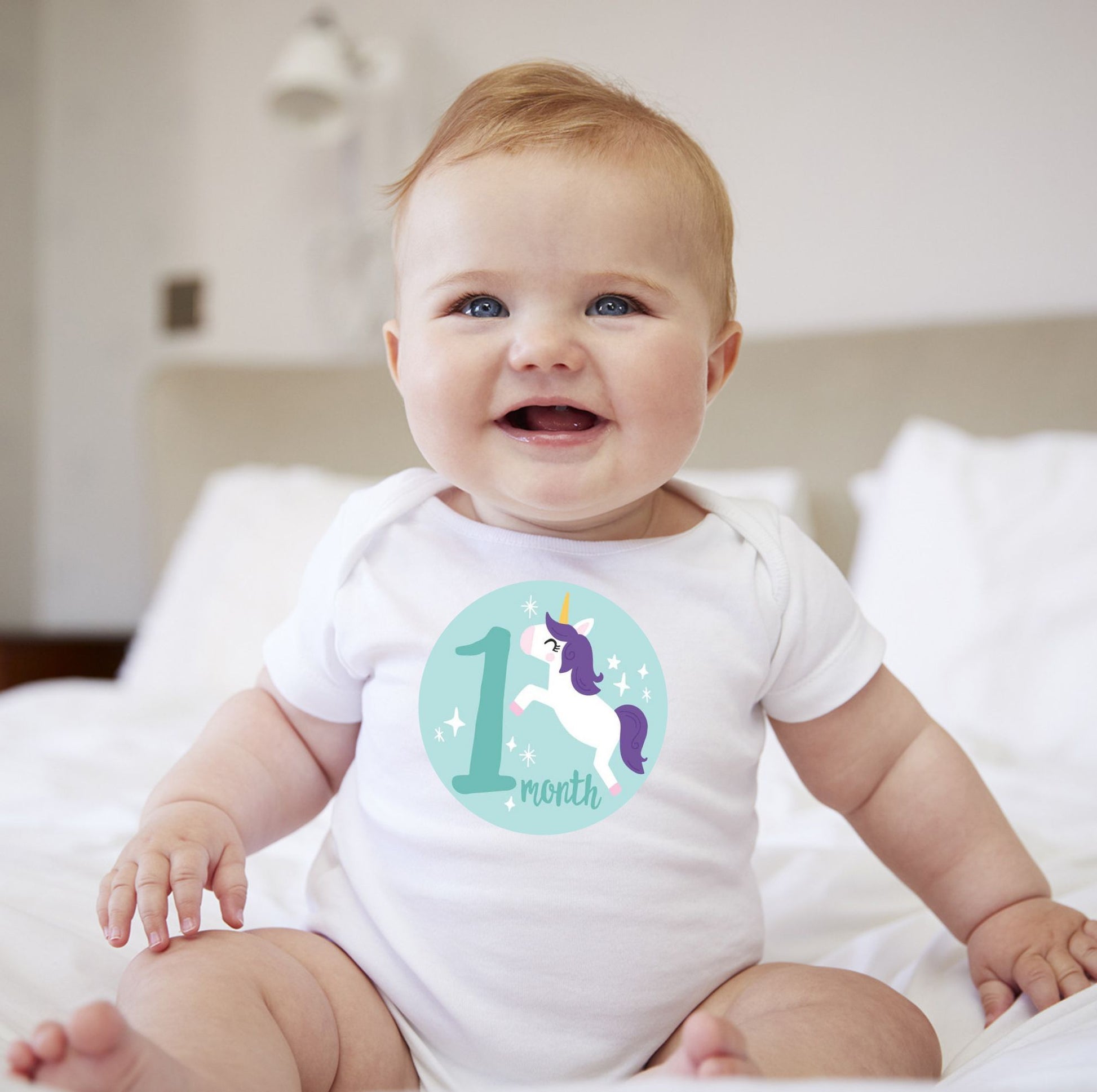 Baby Custom Monthly Onesies - Unicorn Pastel - MYSTYLEMYCLOTHING