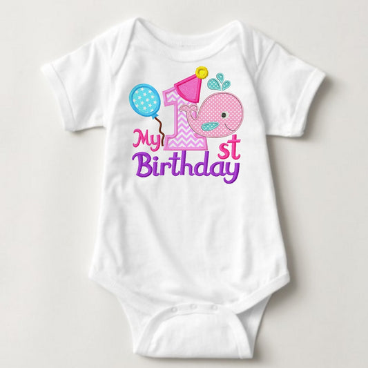 My 1st Birthday - Whale Pink - MYSTYLEMYCLOTHING