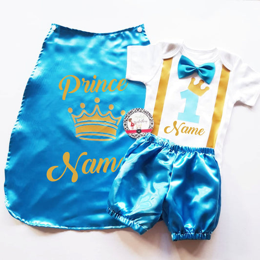 Baby Little Prince  Set with Name Print (No Crown inclusion) - Sky Blue - MYSTYLEMYCLOTHING