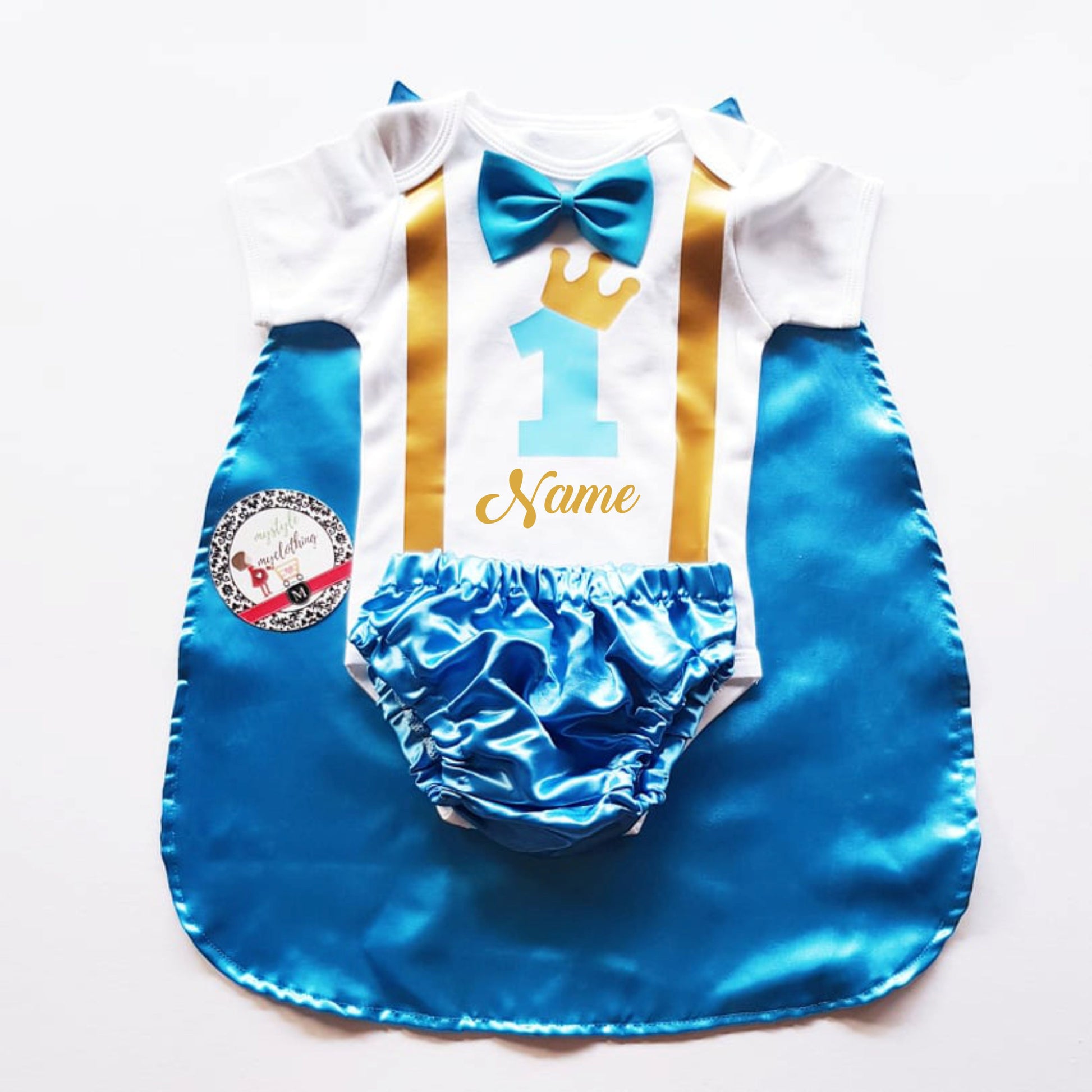 Baby Little Prince  Set with Name Print (No Crown inclusion) - Sky Blue - MYSTYLEMYCLOTHING